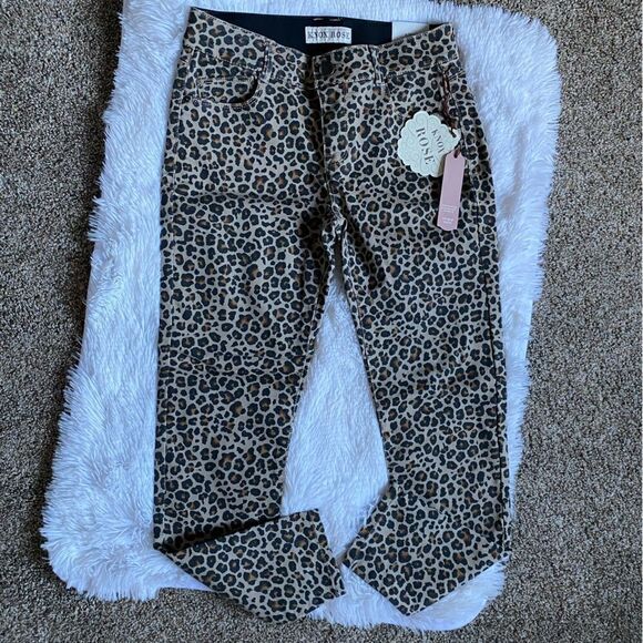 Knox Rose Pants Mid Rise Ankle Skinny Animal Print NEW Size 8 - Picture 1 of 8